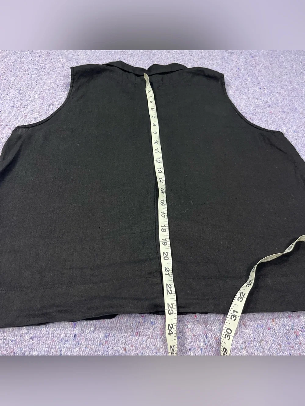 Cut Loose Sleeveless Black Linen Button Up Top Size Medium